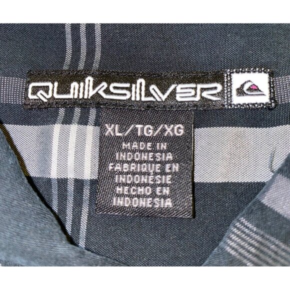 Quiksilver Mens Plaid Short Sleeve Button-Up Shirt XL Black & White - Picture 3 of 3